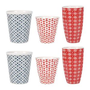 Box of 6 tumblers  BLUE+RED 