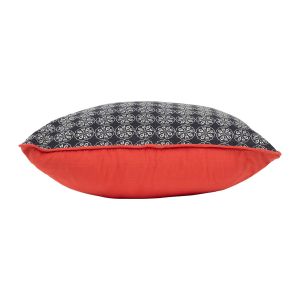 Rectangular cushion ROSETTE DARK GREY+RED 40X30cm.