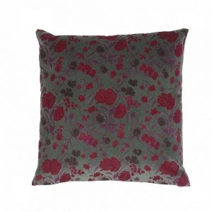 Cushion  FLORAL LICHEN+RED 45X45cm.