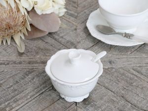 Sugar pot with little spoon Provence H9хD10cm.