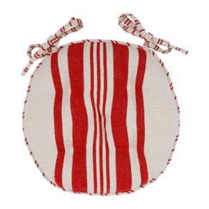 Round chair pad   TAPISSIER NAT+RED D40cm.