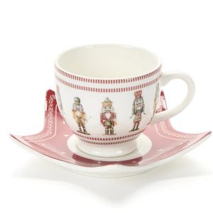 Чашкa с чинийка CHRISTMAS CAROL червена