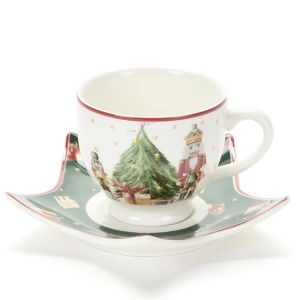 Чашкa с чинийка CHRISTMAS CAROL зелена