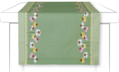 Тишлайфер FLOWERS green 45x150cm.