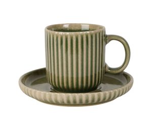 Чаша с чинийка CARLA OLIVE 200ml.-10.5x7xH7.5cm. / D14cm.