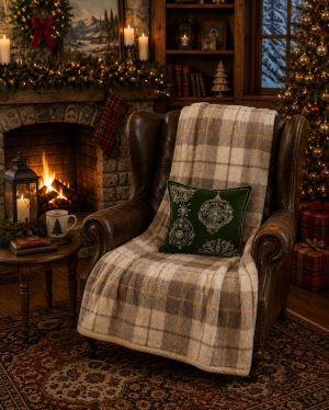 Одеяло TARTAN IN BEIGE 140x170cm. SHERPA 430GSM.